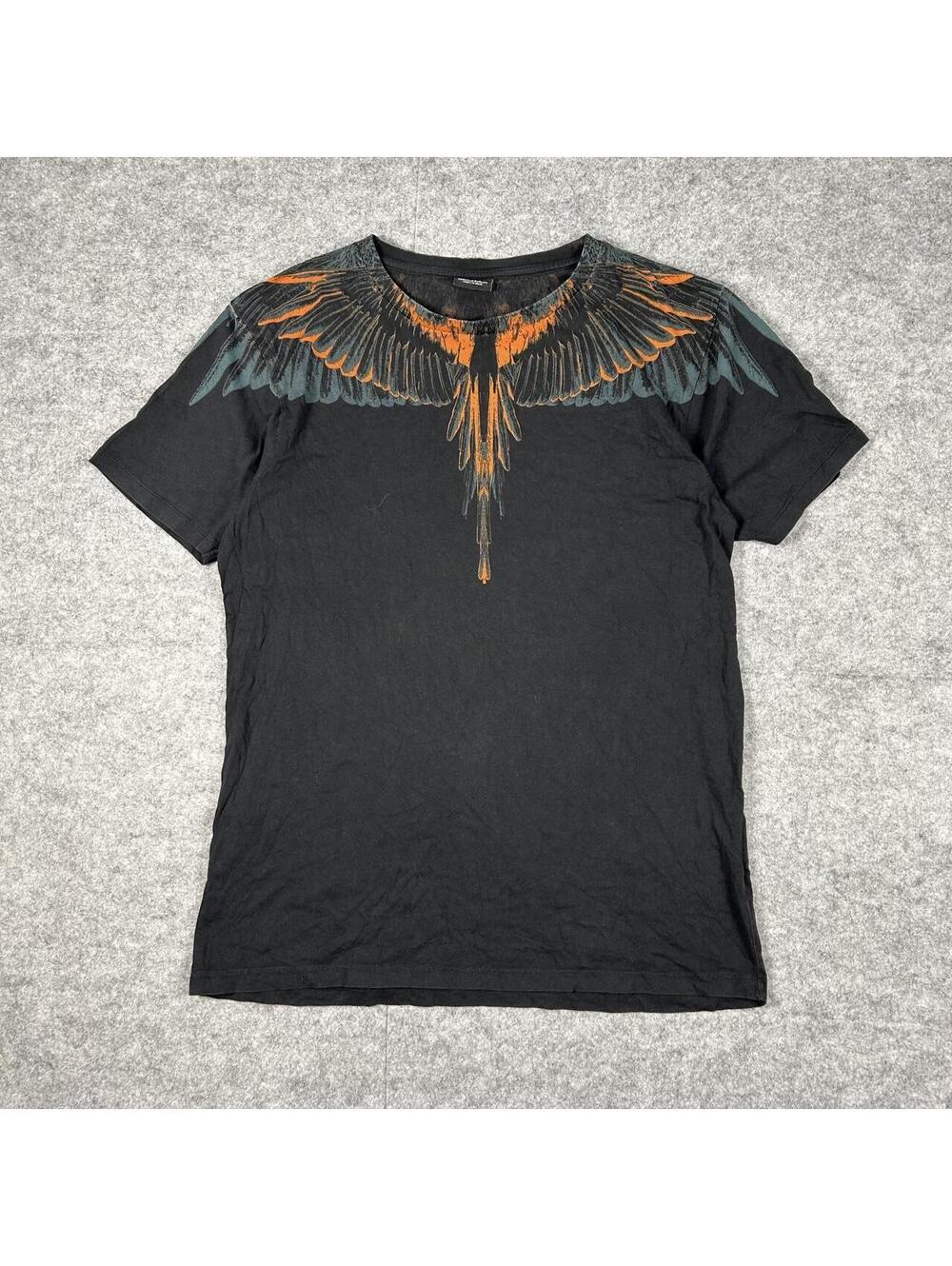Marcelo Burlon County of Milan Black T-Shirt With Wings Y2K Size Medium